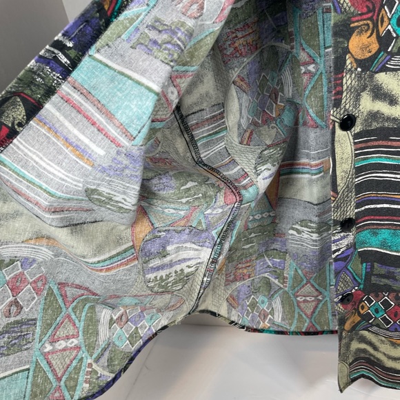 Denim Republic Vintage Men's Short Sleeve Button Down Shirt Geometric Si… - Picture 10 of 13